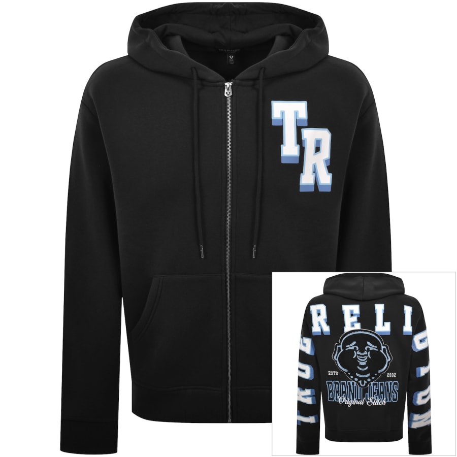 True Religion Buddha Face Zip Hoodie Black | Mainline Menswear us